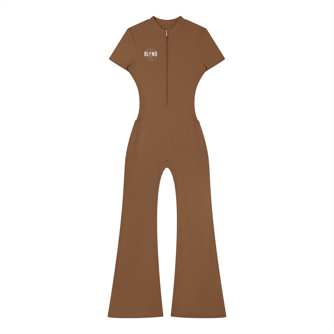 Women’s Tight Flared Leg Quarter-Zip Jumpsuit